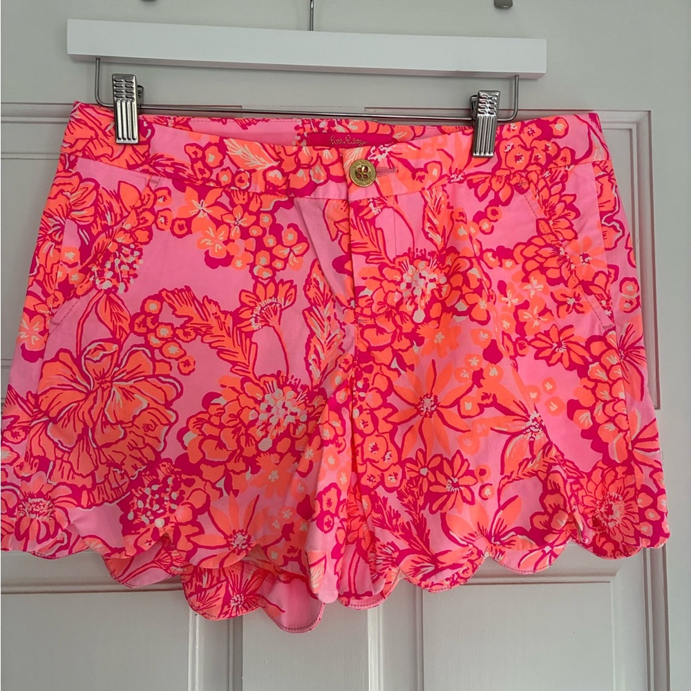 Lilly Pulitzer Pink and Orange Floral High Waist Shorts